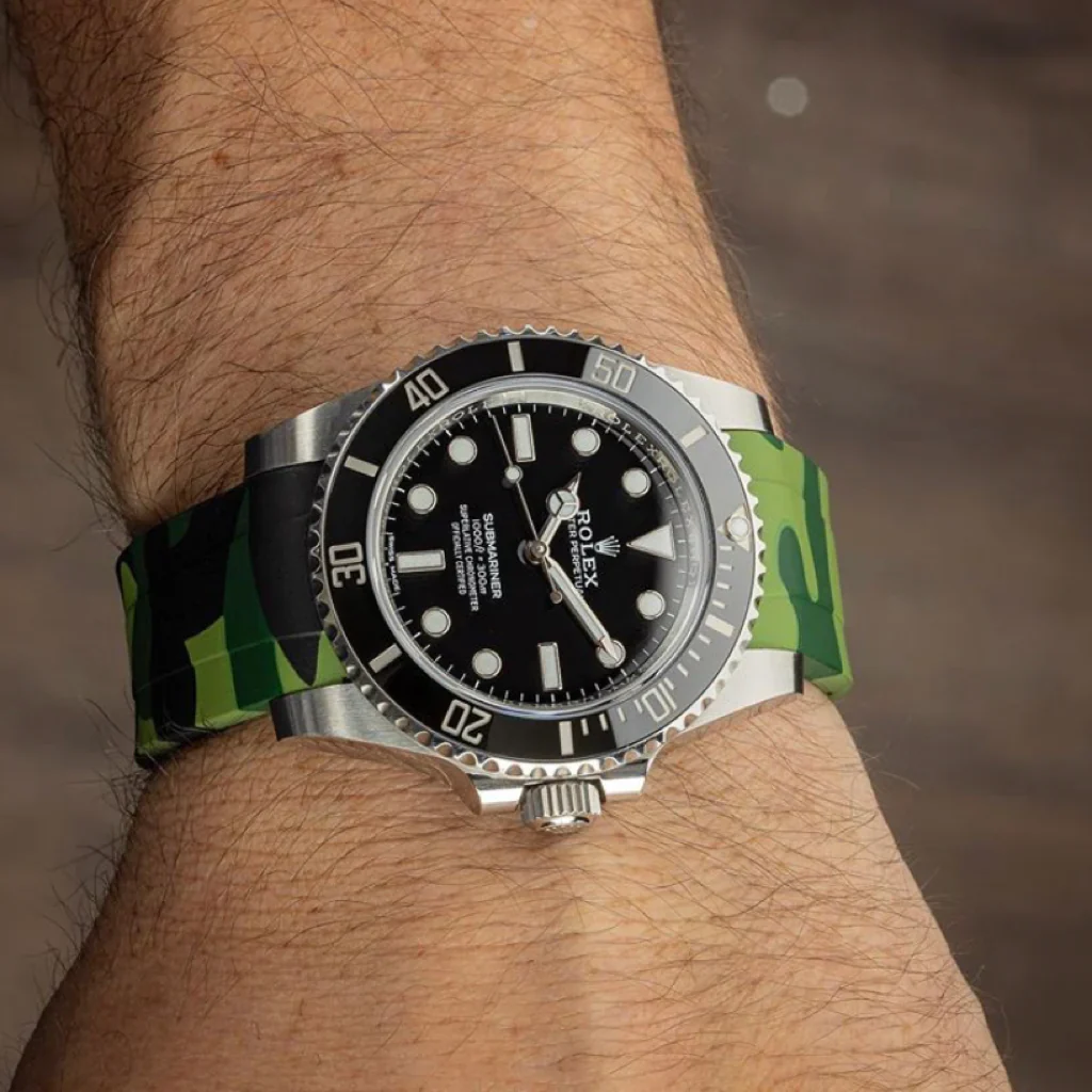 Tempomat- 20mm Curved Ended Green Camo Rubber Strap - Image 2