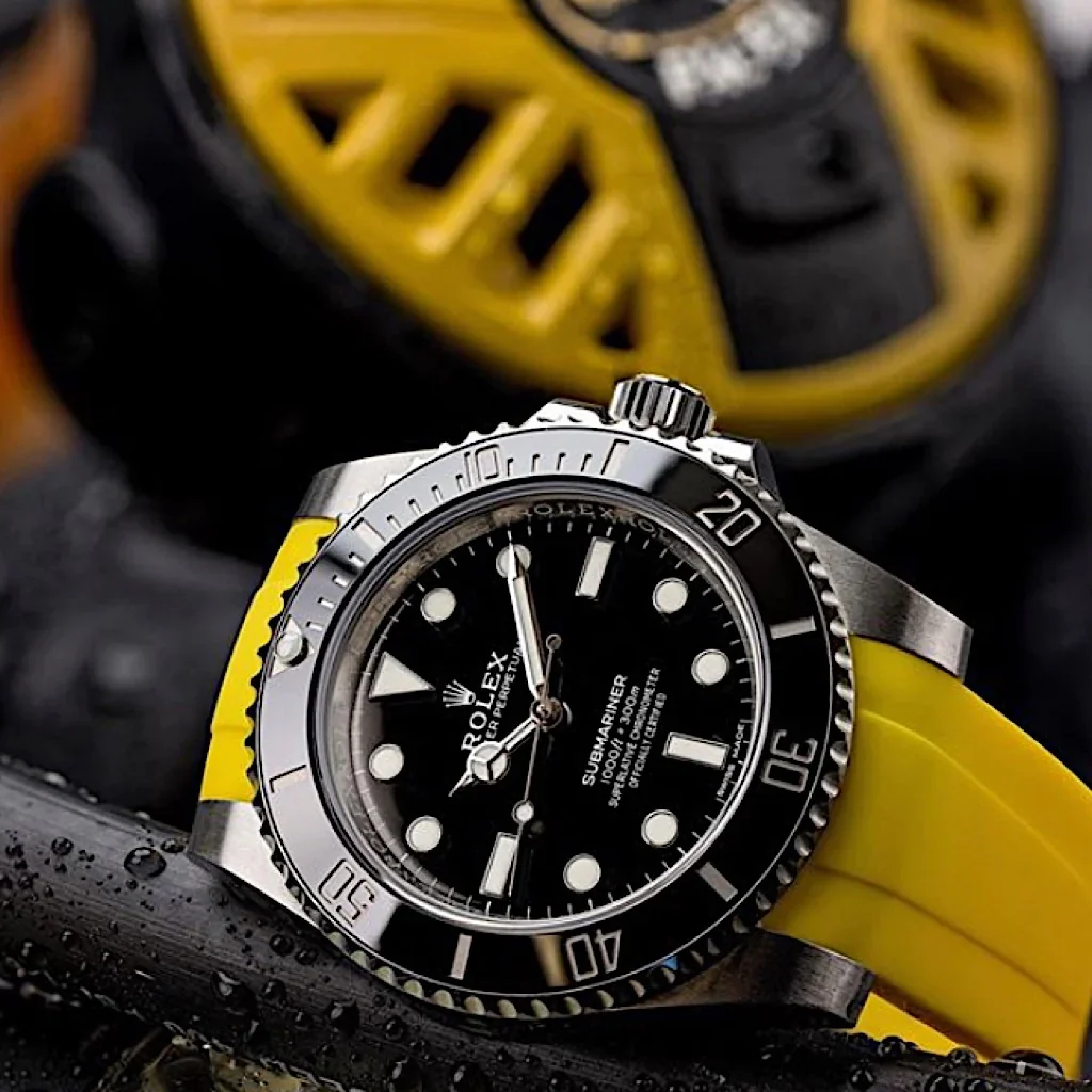 Tempomat- 20mm Curved Ended Yellow Lemon Rubber Strap - Image 3
