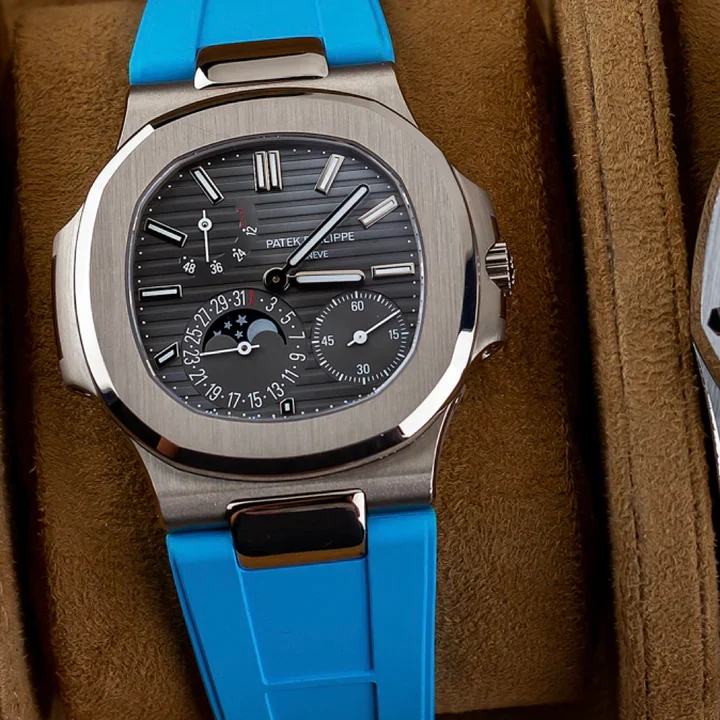 Tempomat -FKM Vulcanized Blue Marbella Rubber Strap for Patek Nautilus - Image 2
