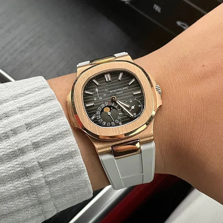 Tempomat -FKM Vulcanized Grey Rubber Strap for Patek Nautilus - Image 2