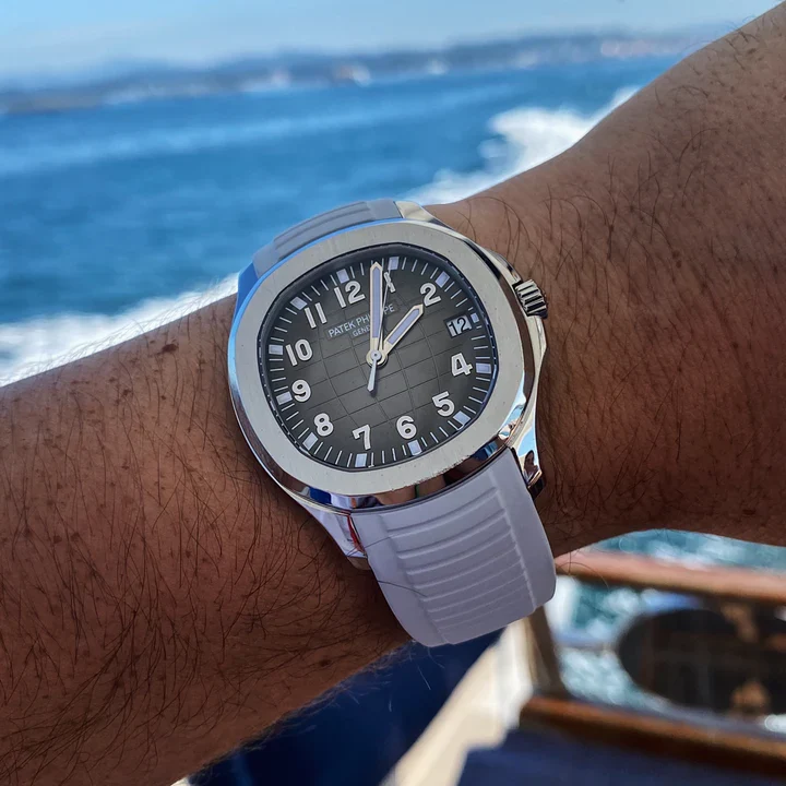 Tempomat -FKM Vulcanized Light Grey Rubber Strap for Patek Aquanaut - Image 3