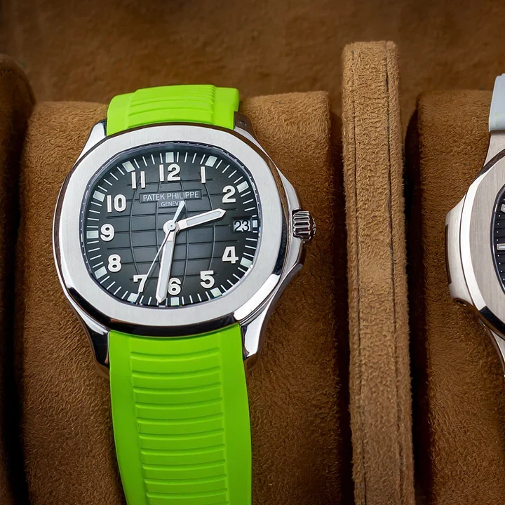 Tempomat -FKM Vulcanized Lime Green Rubber Strap for Patek Aquanaut - Image 2