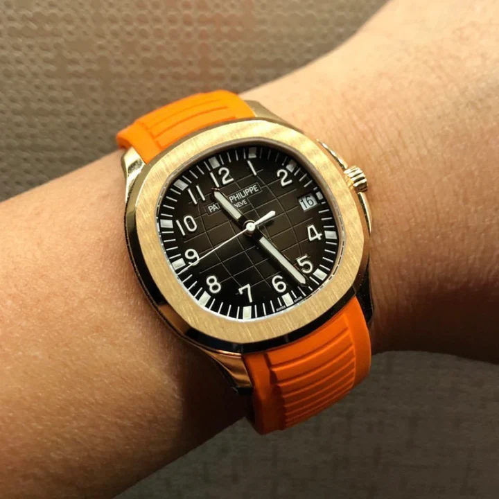 Tempomat -FKM Vulcanized Orange Rubber Strap for Patek Aquanaut - Image 2