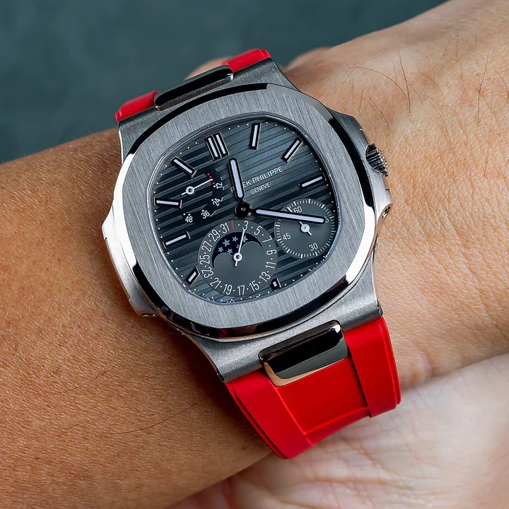 Tempomat -FKM Vulcanized Red Rubber Strap for Patek Nautilus - Image 2